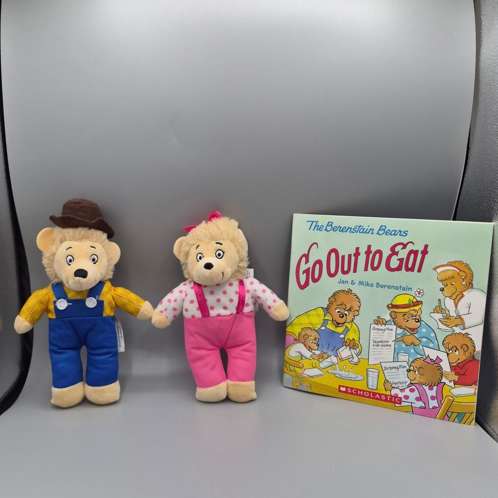 Berenstain Bears Book and 8" Plush Stuffed‎ Toy Doll Dad & Daughter Bear  Lot